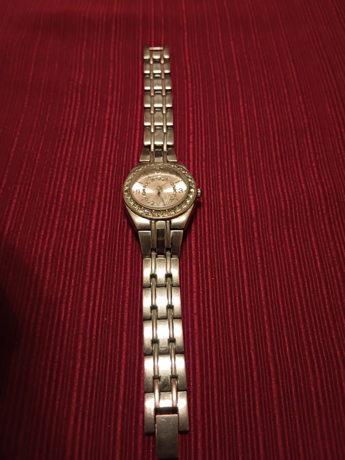 Chunky Round Pave Gold Tone “FMN” Ladies Metal Band Watch With 3 Dials