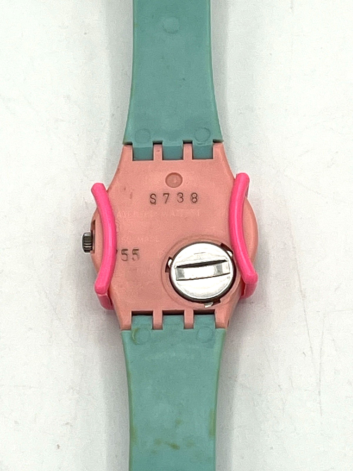 Vtg 1987 Original Swatch Watch LP103 Blue Cassata & Pink Guard Ladies Not Tested
