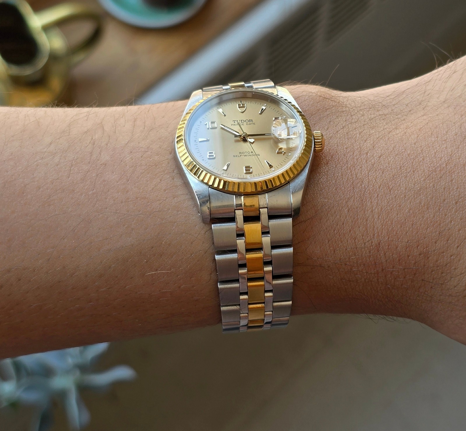 Tudor Men’s Watch, 18k Gold-Plated, Works Well, Just Cleaned, Prince Date, 74033