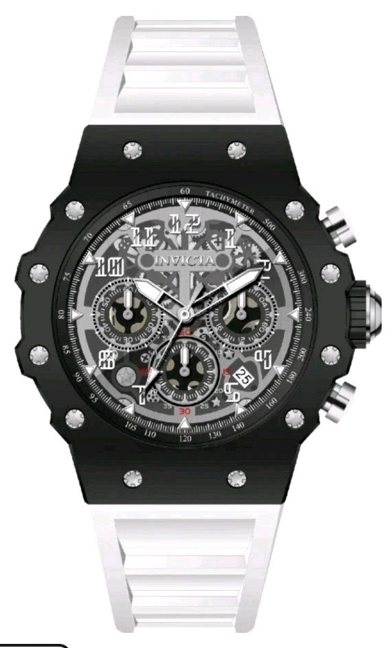 $279 Invicta Racing Vaulthan Men Black White 44mm Quartz Watch 69675 New In Box