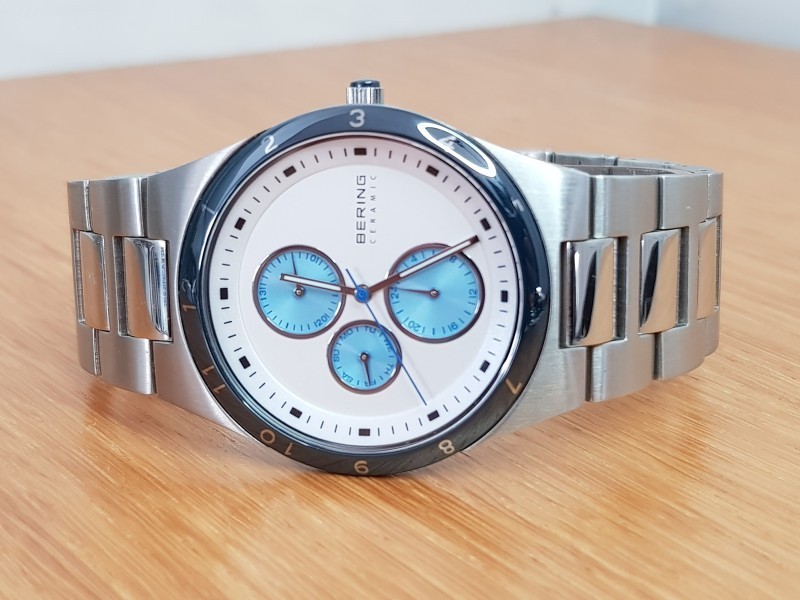 Mens Ultra Slim Steel & Ceramic Bering Minimalist Dress Date Watch 32339-707