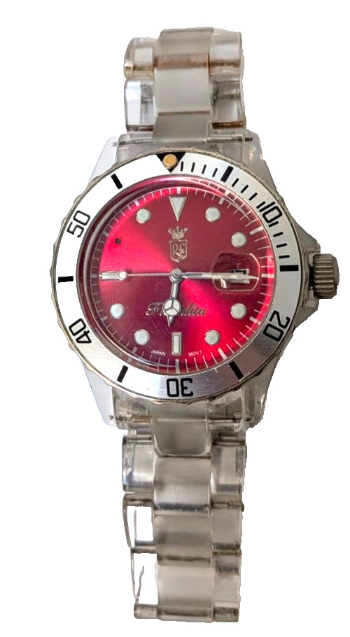 Transparent Polycarbonate Watch Floridita Red Dial Japan Movt Light