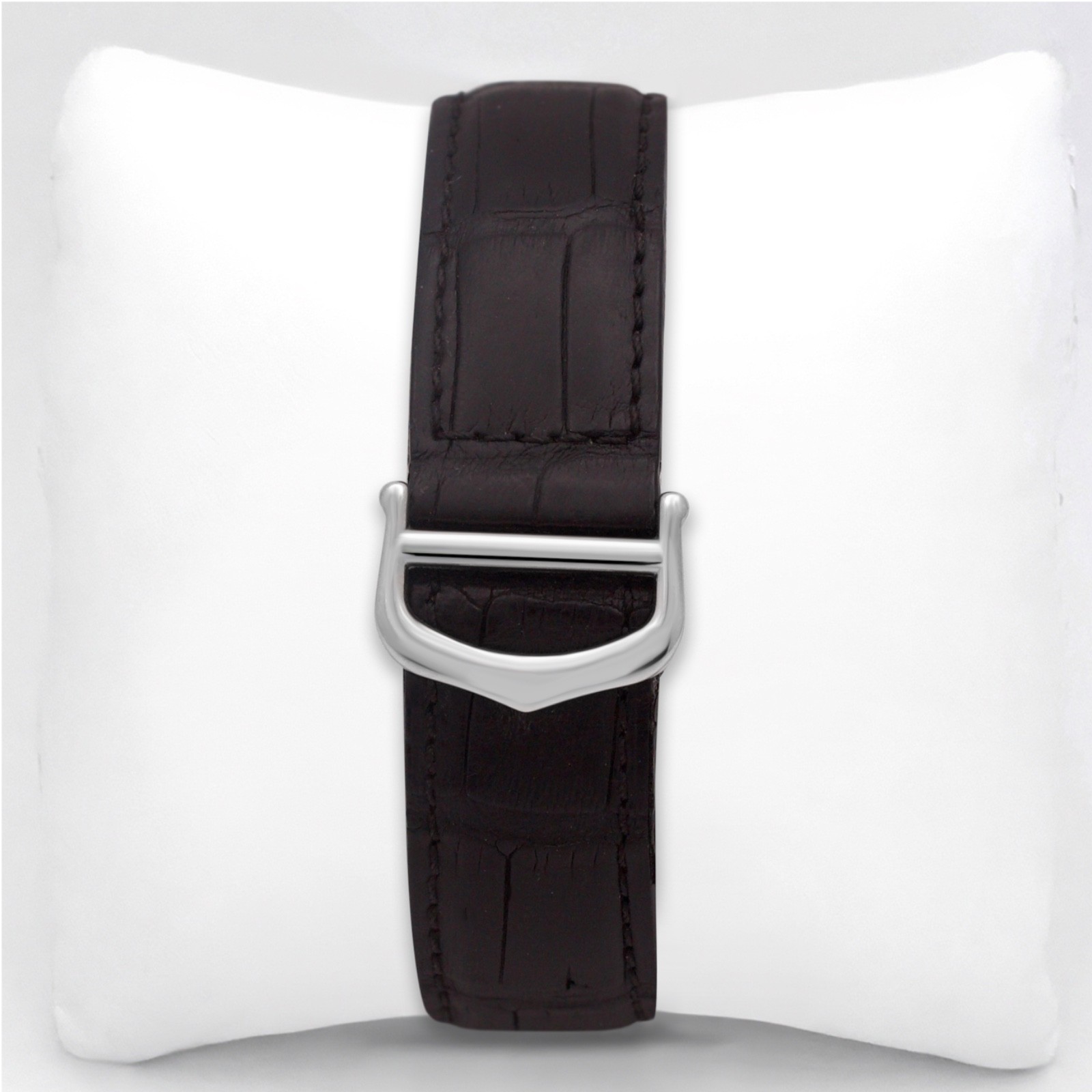 Cartier Pasha 1040 Auto 38m Ivory Dial Stick Date Black Leather Band Steel Watch