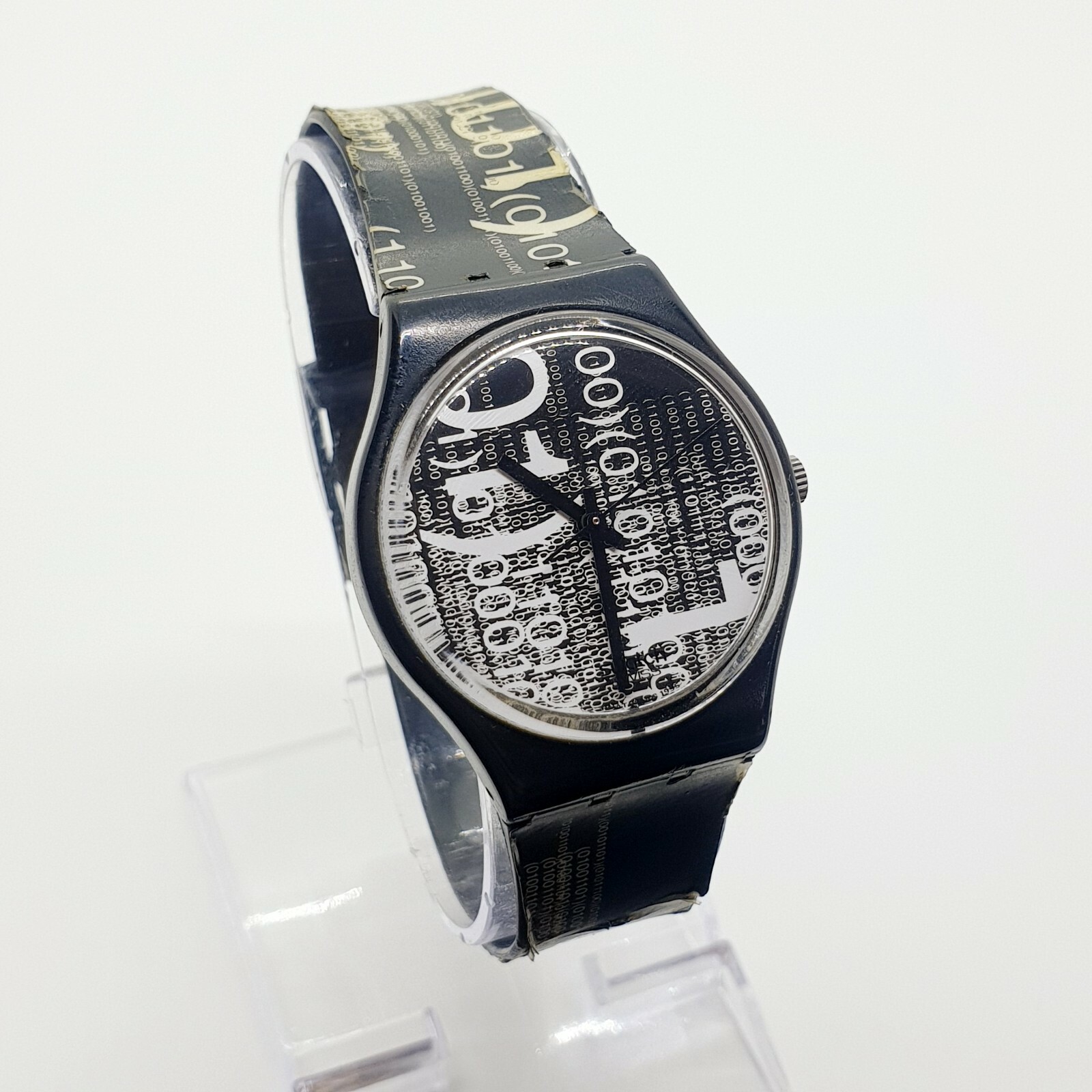 1996 Black and White Swiss Swatch Watch, Photography Artist Swatch Watch 90s