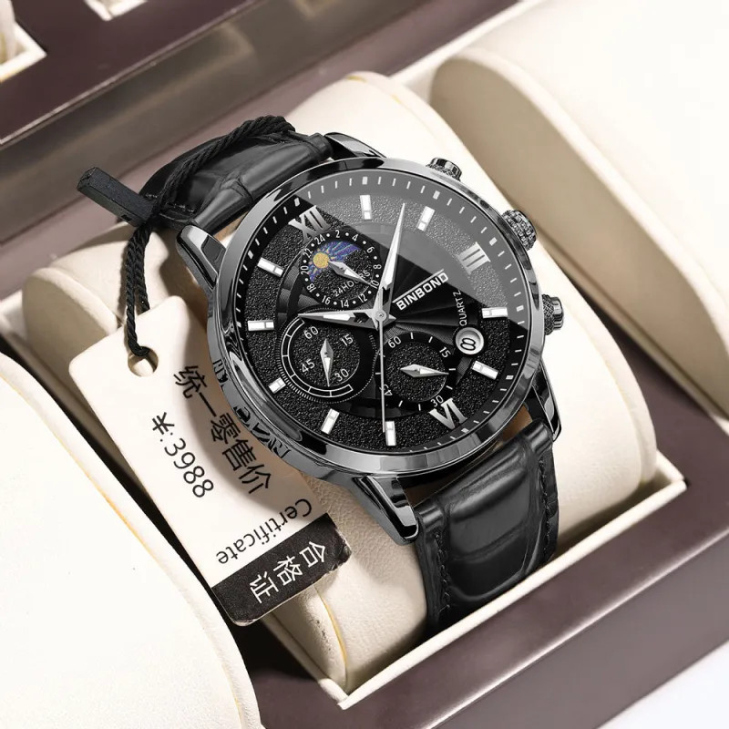 Men’s Multifunctional Chronograph Quartz Watch 12/24 Hours Date function + Box