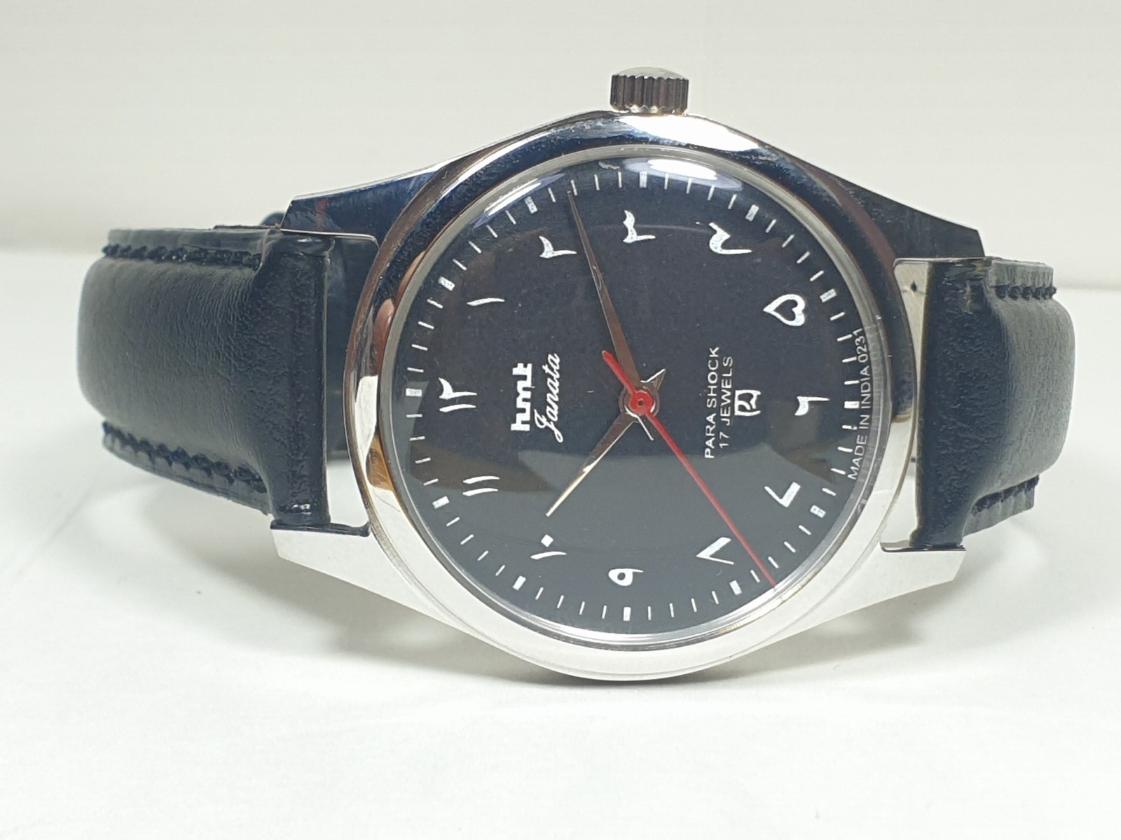 HAND WINDING VINTAGE HMT JANATA BLACK ARABIC DIAL MECHANICAL WATCH FOR MENS