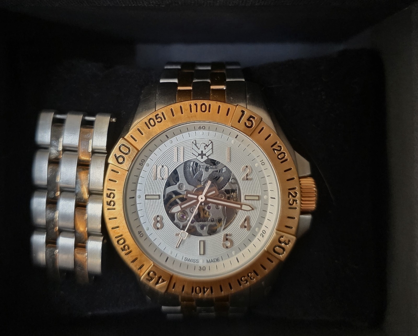 Swiss Eagle SE-9160A-66 Skeleton Automatic Men’s Swiss Made Watch Box