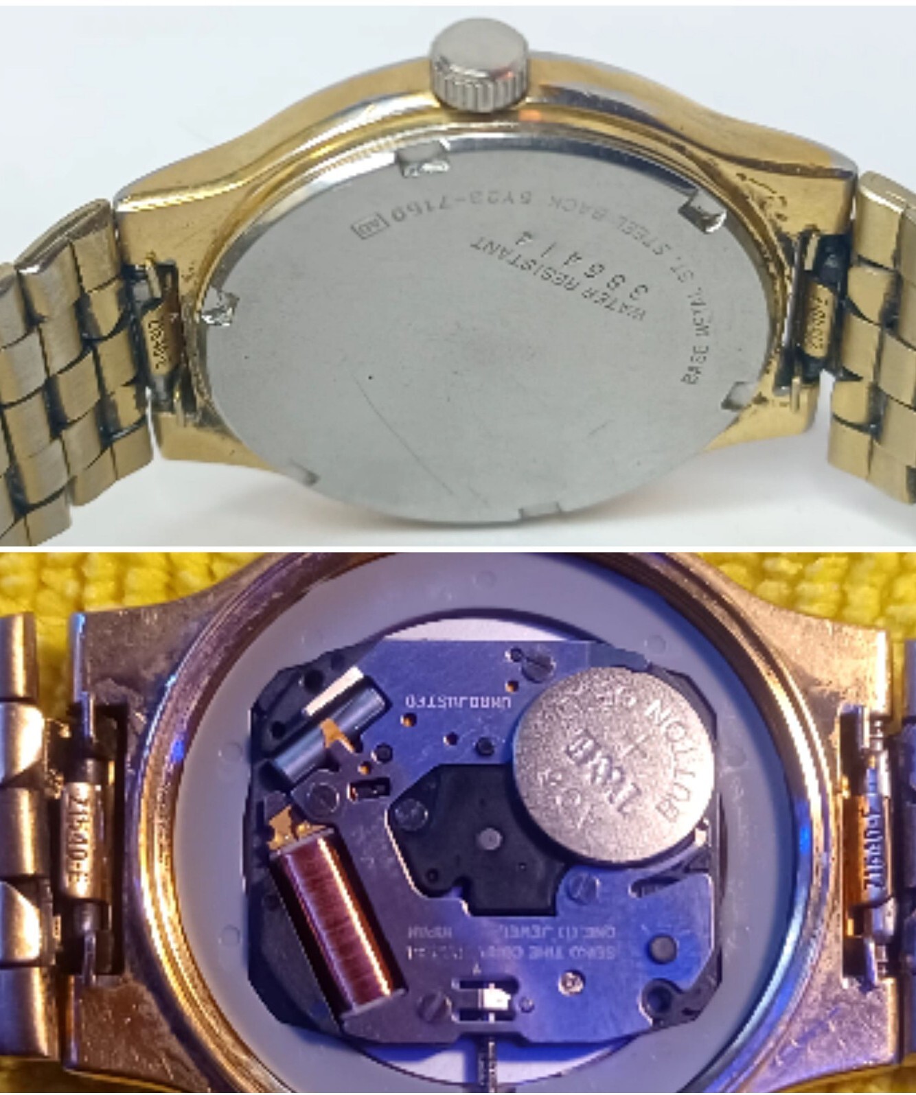 Vtg Men Seiko Sq Watch 5y23-7159 Baton Indexes Steel Bracelet Gold Tone Calenda