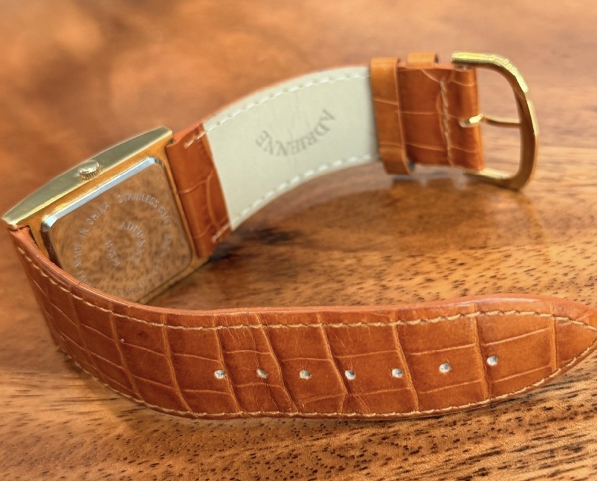 Adrienne Vittadini Crystal Lux Vintage Timepiece CrocEmbossed Leather Strap