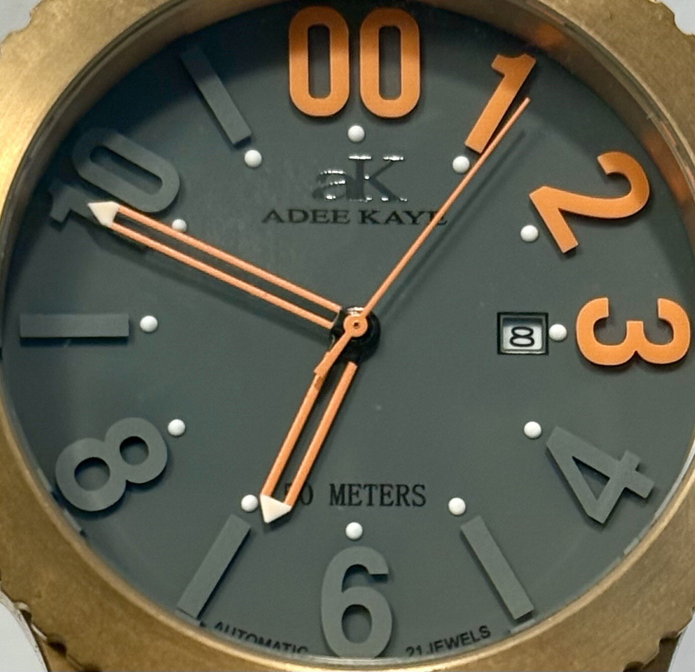 53mm Auto BIG FACE | Rosetone Case | Gray Dial | Orange Accents ADEE KAYE Watch