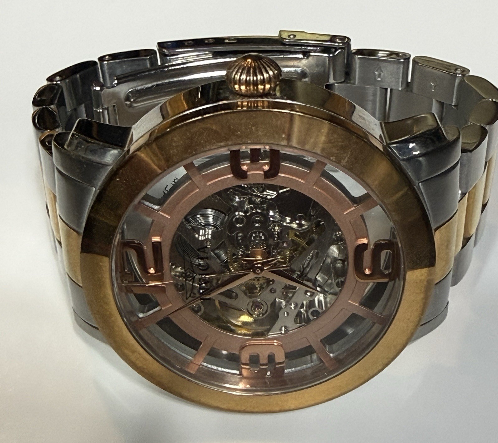 Invicta Rose Gold/Siver Automatic Skeleton Watch Excellent Condition