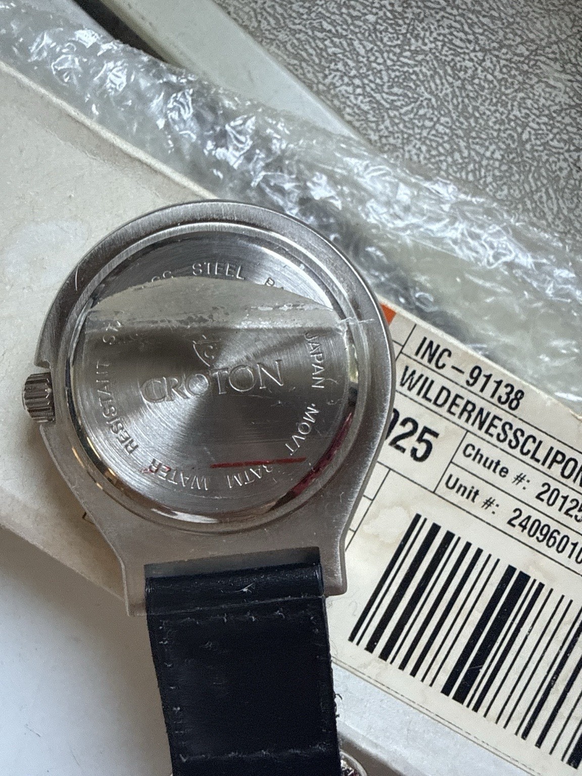 Croton Wilderness Clip On Compass Watch Silver Tone Leather Pocket NOS