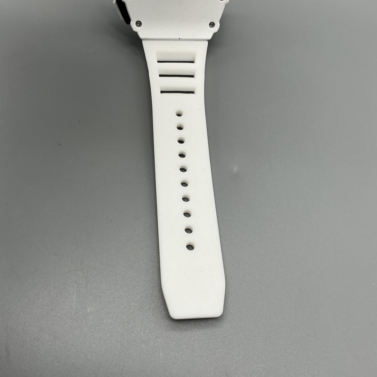 ONOLA Skeleton Mens Watch 44mm White Multicolor Tonneau Silicone New Battery