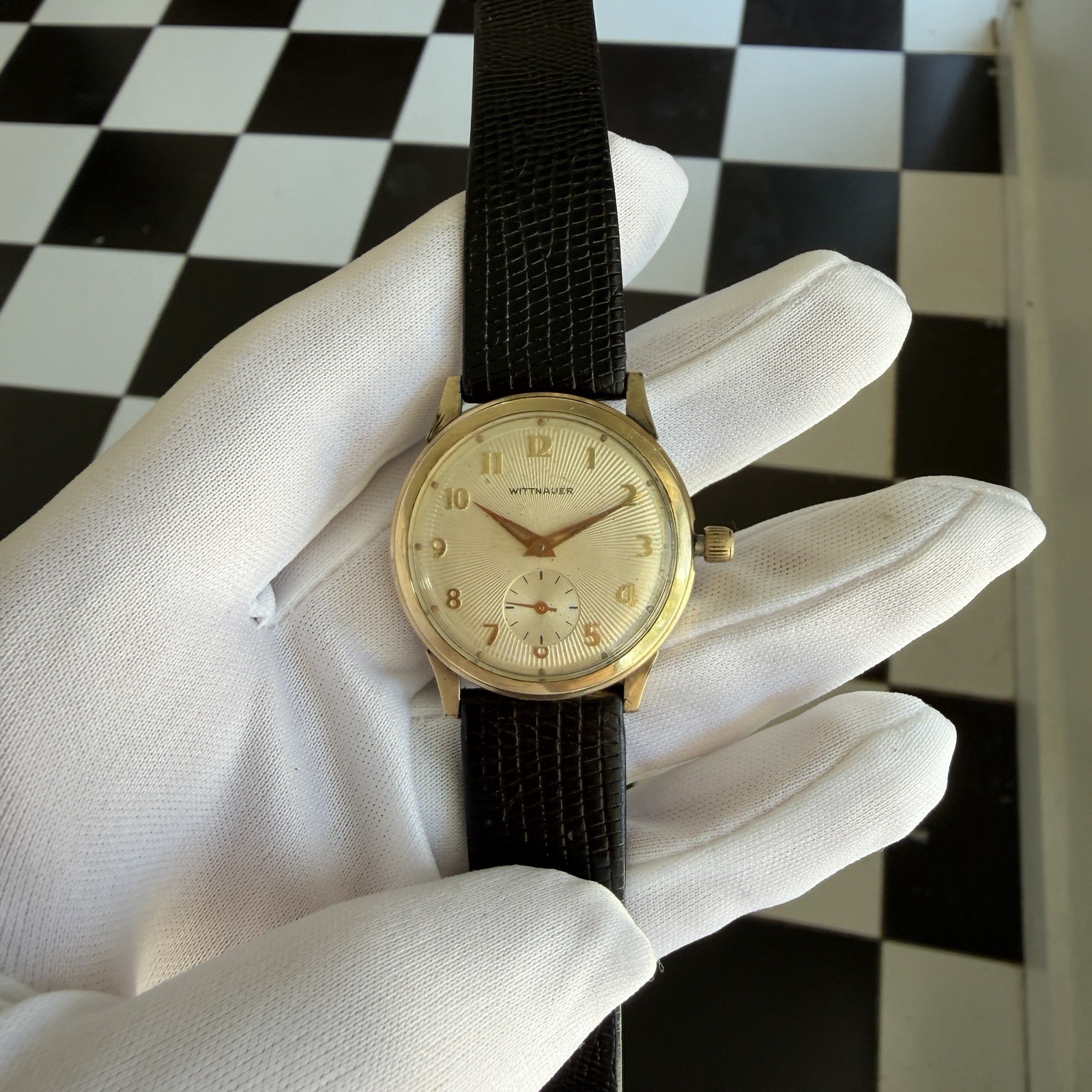 VTG 33MM Wittnauer 10K RGP Manual Wind Sunburst Dial Wrist Watch