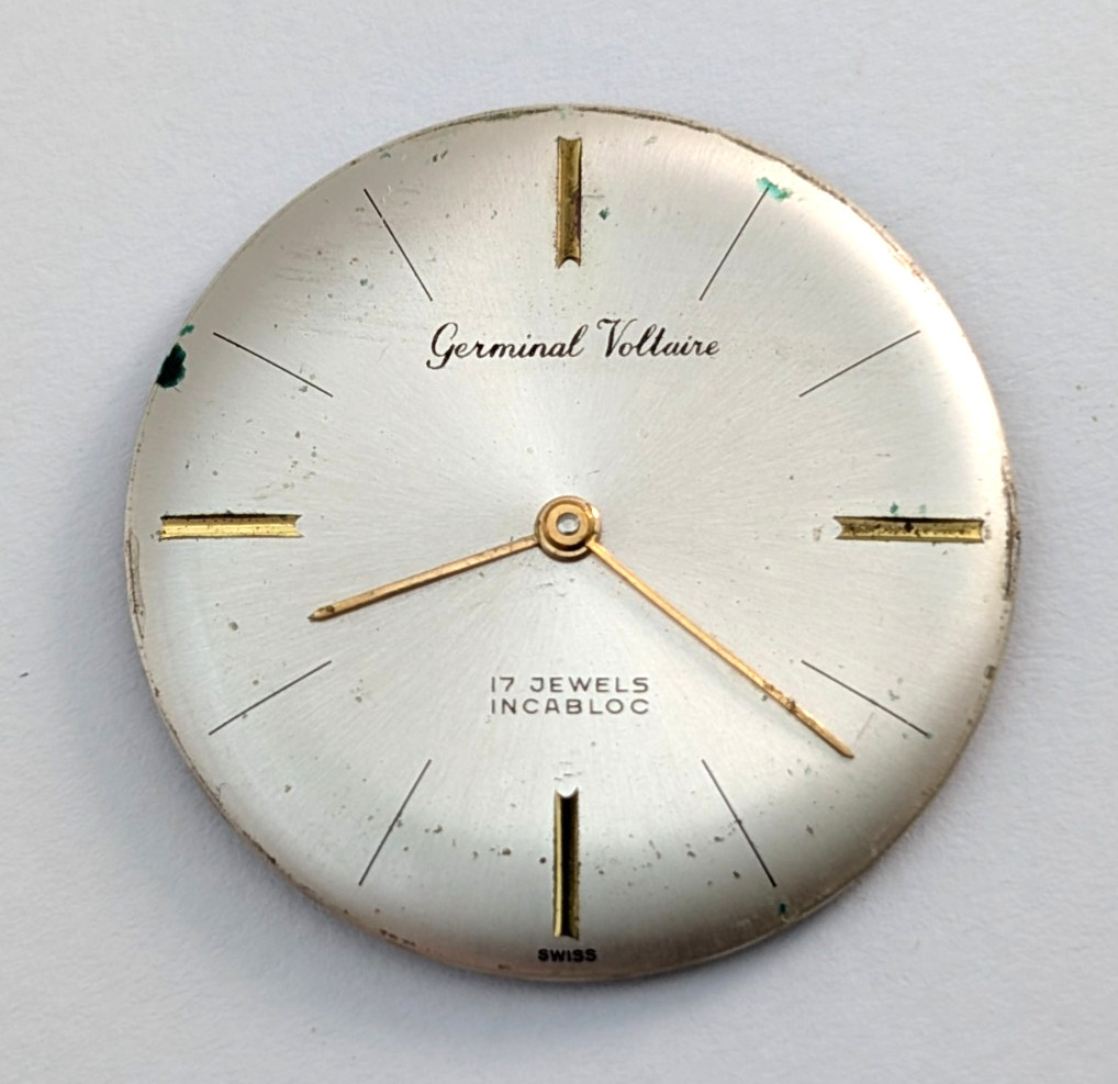 Vintage GERMINAL VOLTAIRE 17 Jewels Men’s 30mm Swiss Watch Movement PARTS REPAIR