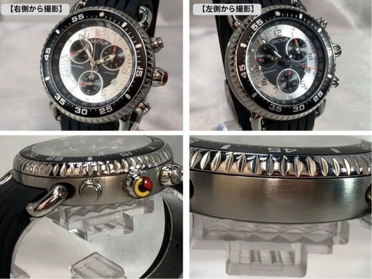 Sector 3251990 Chronograph Quartz Black Silver Date Men’s Watch 44mm Italy