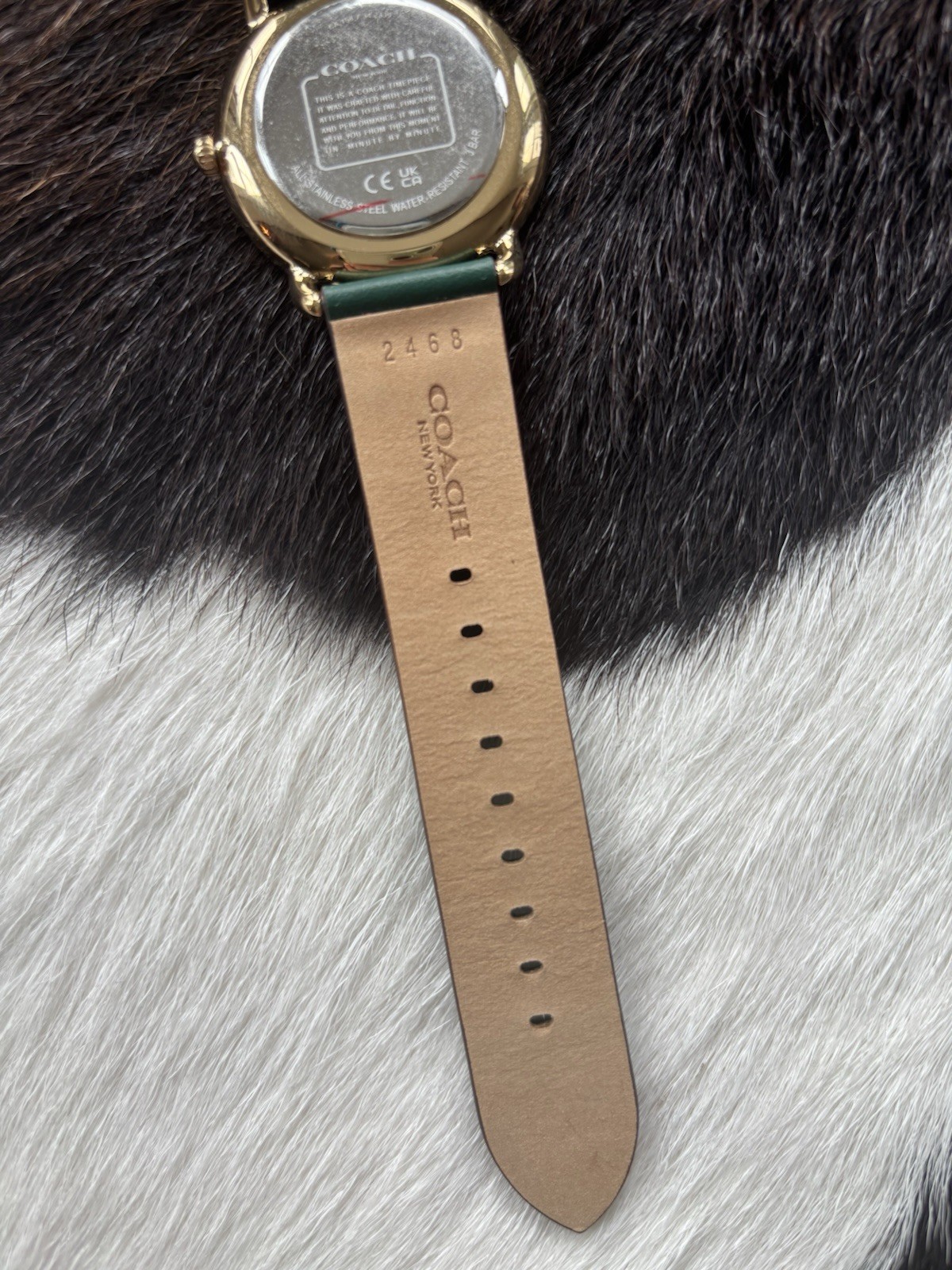COACH New York Women’s Quartz Analog Watch Gold Dial/Case Green Leather 28mm