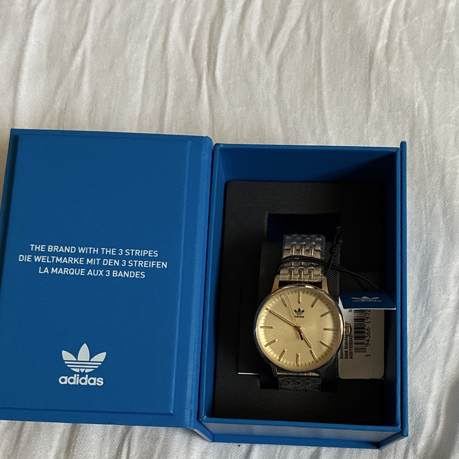 adidas Originals Analog Quartz Watch Gold Dial Stainless Bracelet 33mm w/Box