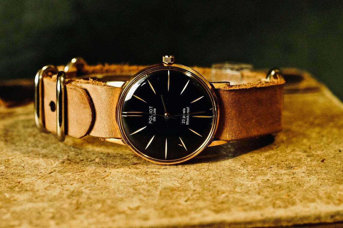Watch POLJOT De Luxe Vintage Mechanical Luxury leather strap Men’s Ultra SLIM