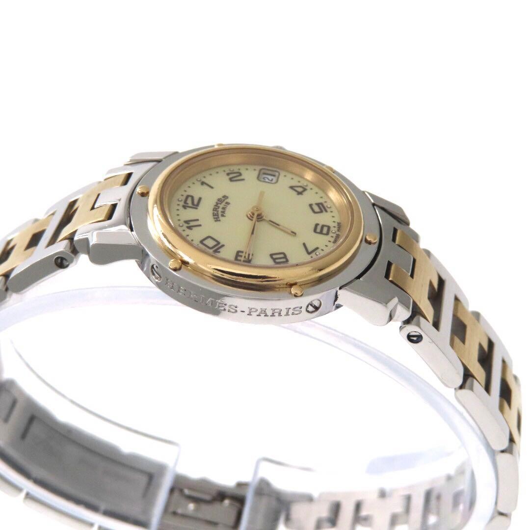 Hermes Clipper CL4.220 Ladies Watch Gold Ivory Quartz Japan 071618