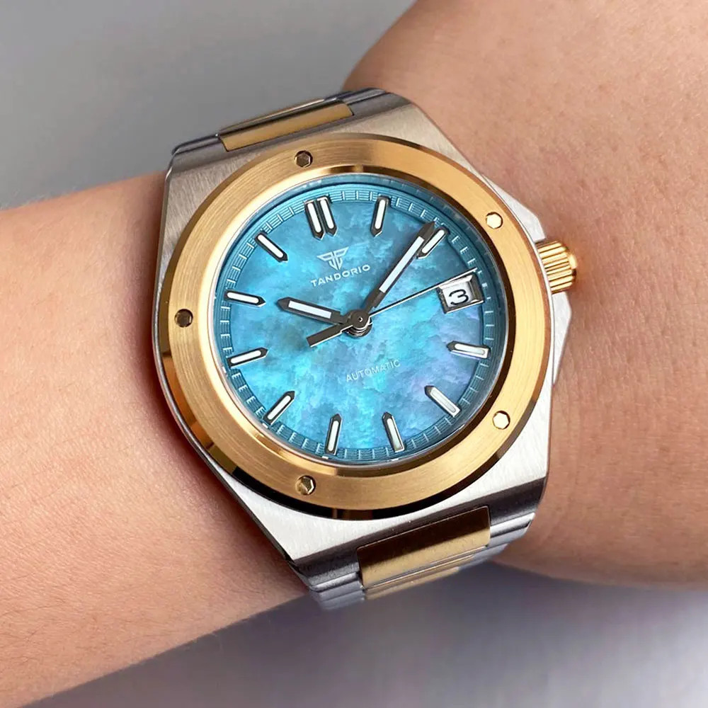 Tandorio 40mm Rose Gold Japan NH35A Mechanical Men’s Watch Mother of Pearl Dial