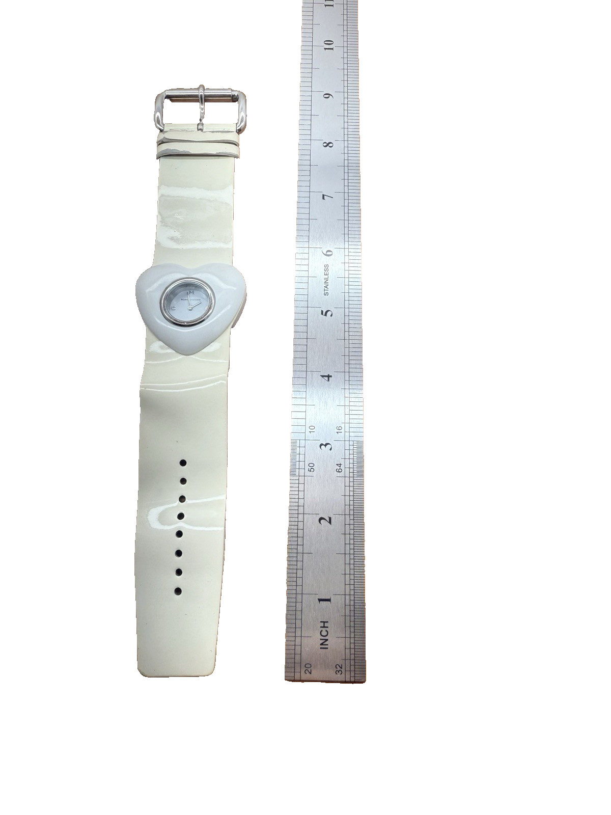 MARC By MARC JACOBS WATCH Gloss White HEART Shape WATCH With Leather Band