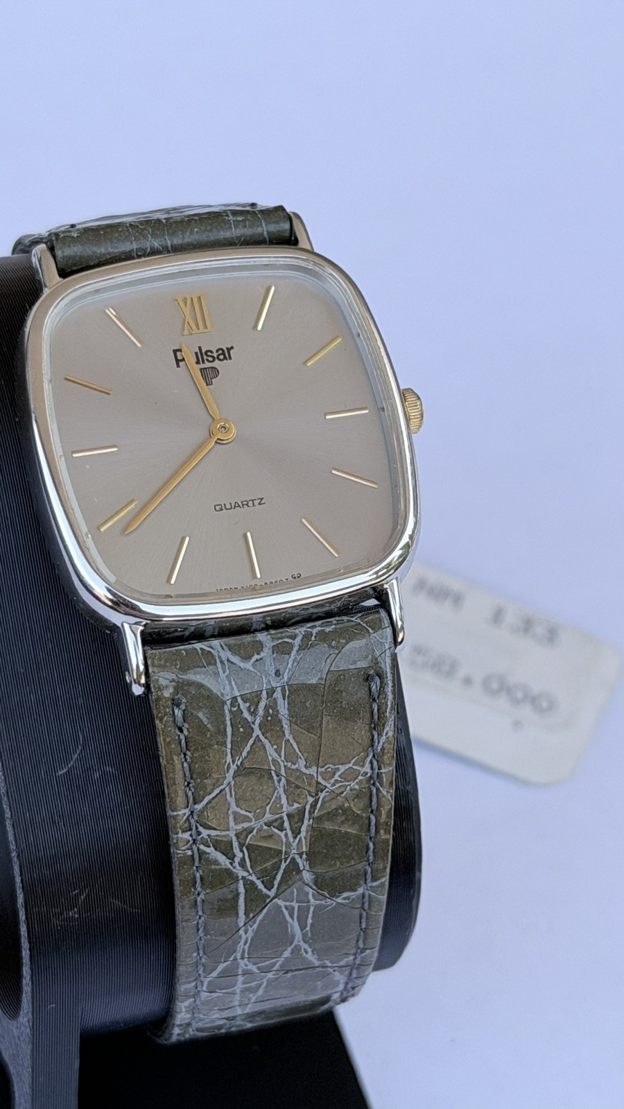 Pulsar V329-6030 Quartz NOS 28x30mm Gold Tone Vintage 1980s Seiko Japan Rare