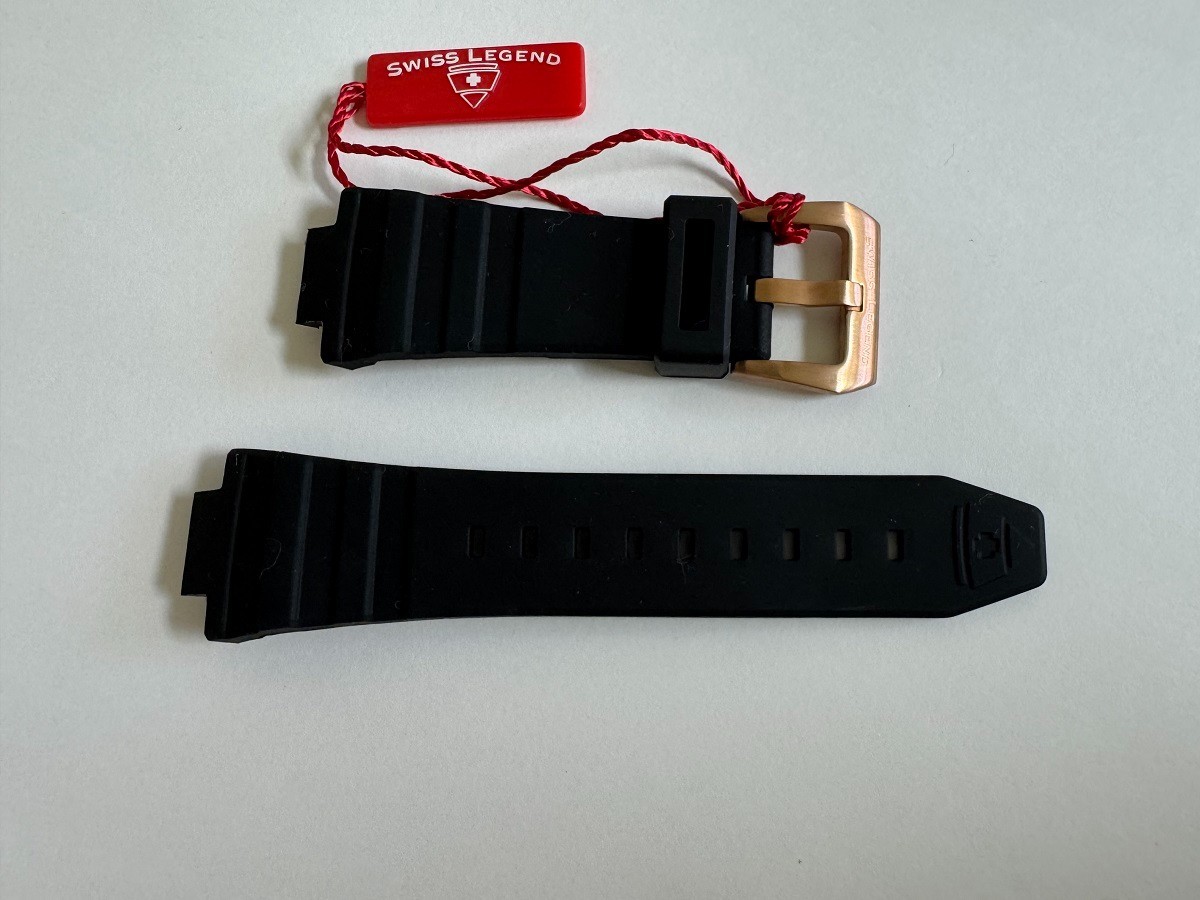 NOS Man’s Swiss Legend Expedition Silicone/Rubber Black watch band strap