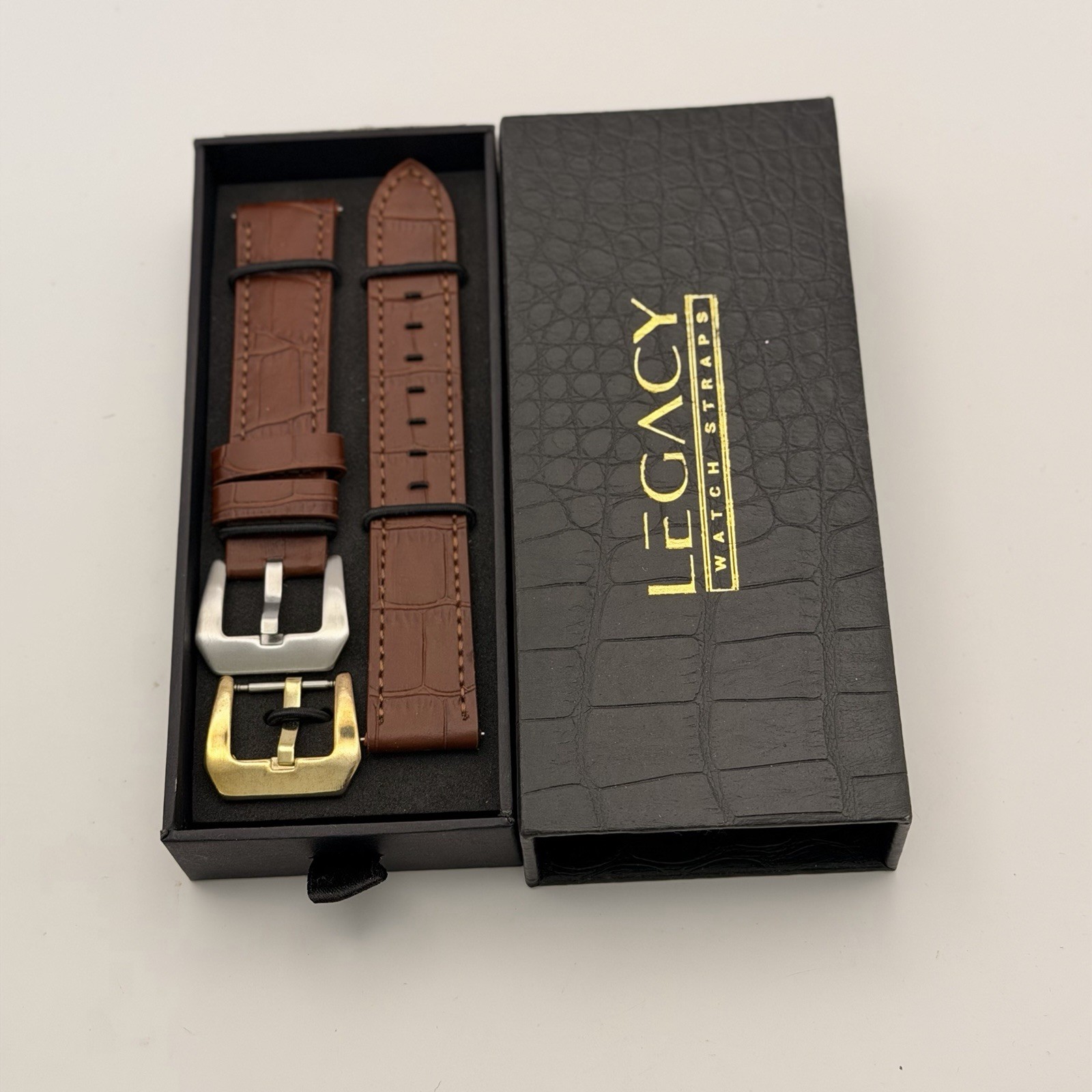 Legacy Brown Premium Leather Band, 2 Metal Buckles , New, Box, Tool