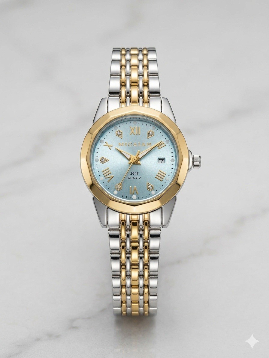 MICAIAH 2647 Women’s Quartz Stainless Bracelet Watch Blue Date 1.5karat diamonds