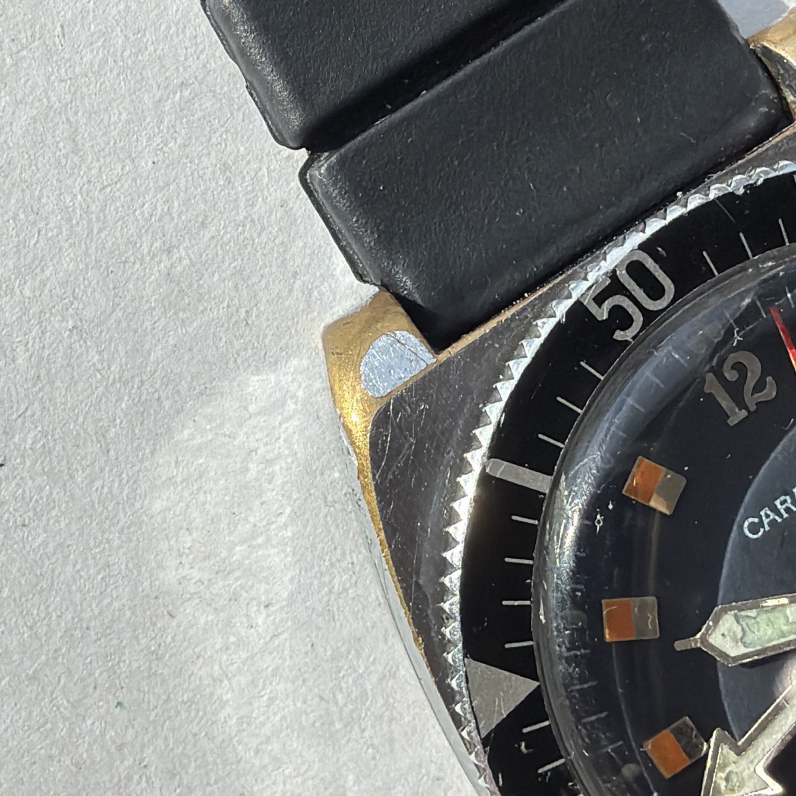 AS53 CARAVELLE VINTAGE DIVER Black Bezel Orange-Black Dial WATERPROOF Running**