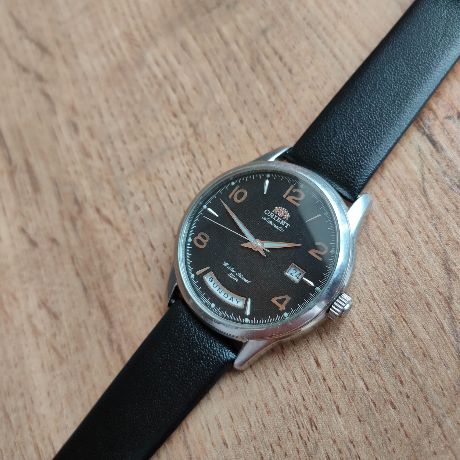 Rare Orient President Titanium watch day date orient Automatic Watch black watch