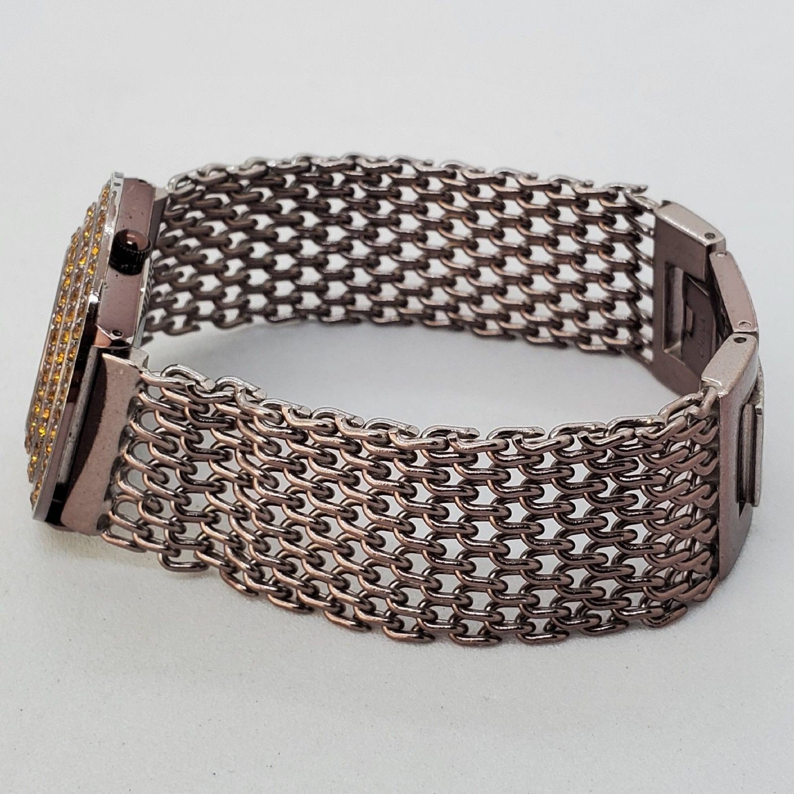 Kessaris Dark Brown Dial Mesh Bands 34MM Round Case 7″ Wrist New Battery