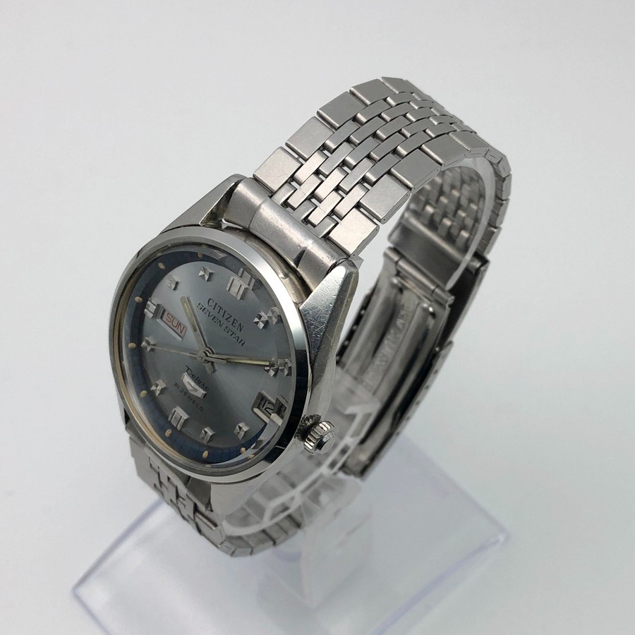 Vintage 1967 CITIZEN SEVEN STAR Deluxe 7 Blue Chapter Ring Automatic Japan #2582
