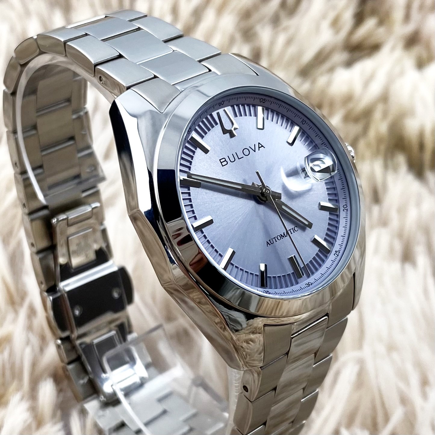 Bulova Surveyor 39mm Light Blue Dial Stainless Steel Men’s Watch 96B469