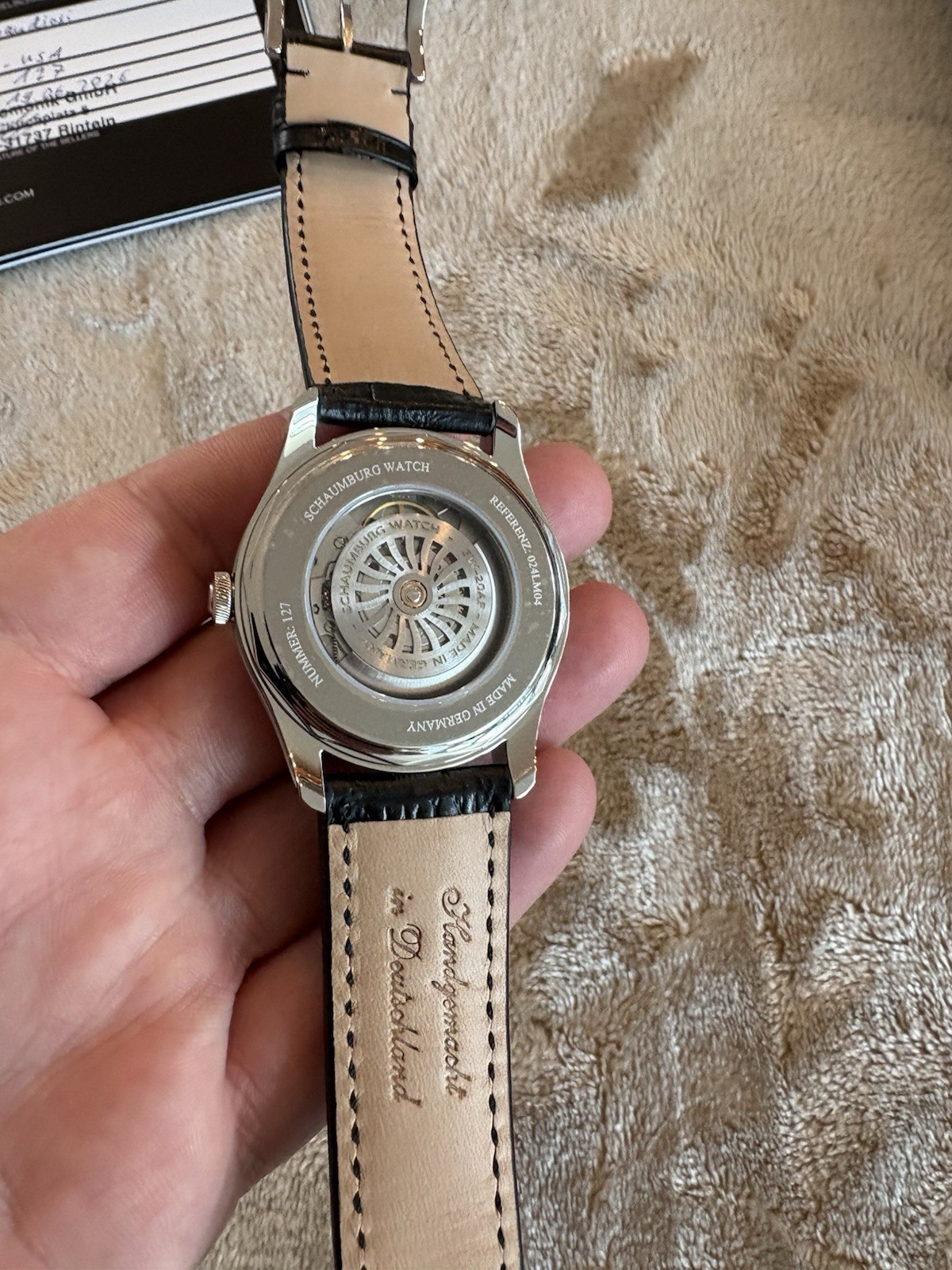 Schaumburg Purista Aventu, Automatic Blue Aventurine Dial , 40MM, Black Leather