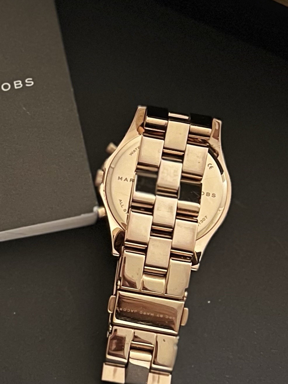 Marc by Marc Jacobs MBM3307 Rose Gold Quartz Watch Crystal Bezel Date Box