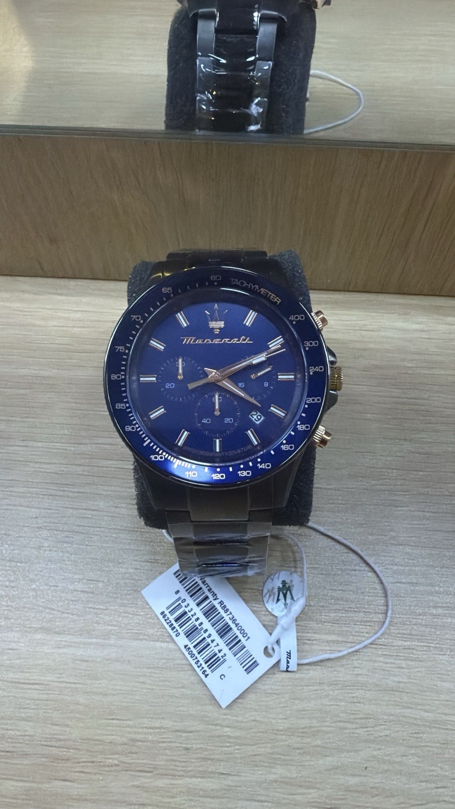 Maserati Chronograph Men’s Quartz Blue Dial Tachymeter Date SS 44-47mm 100m