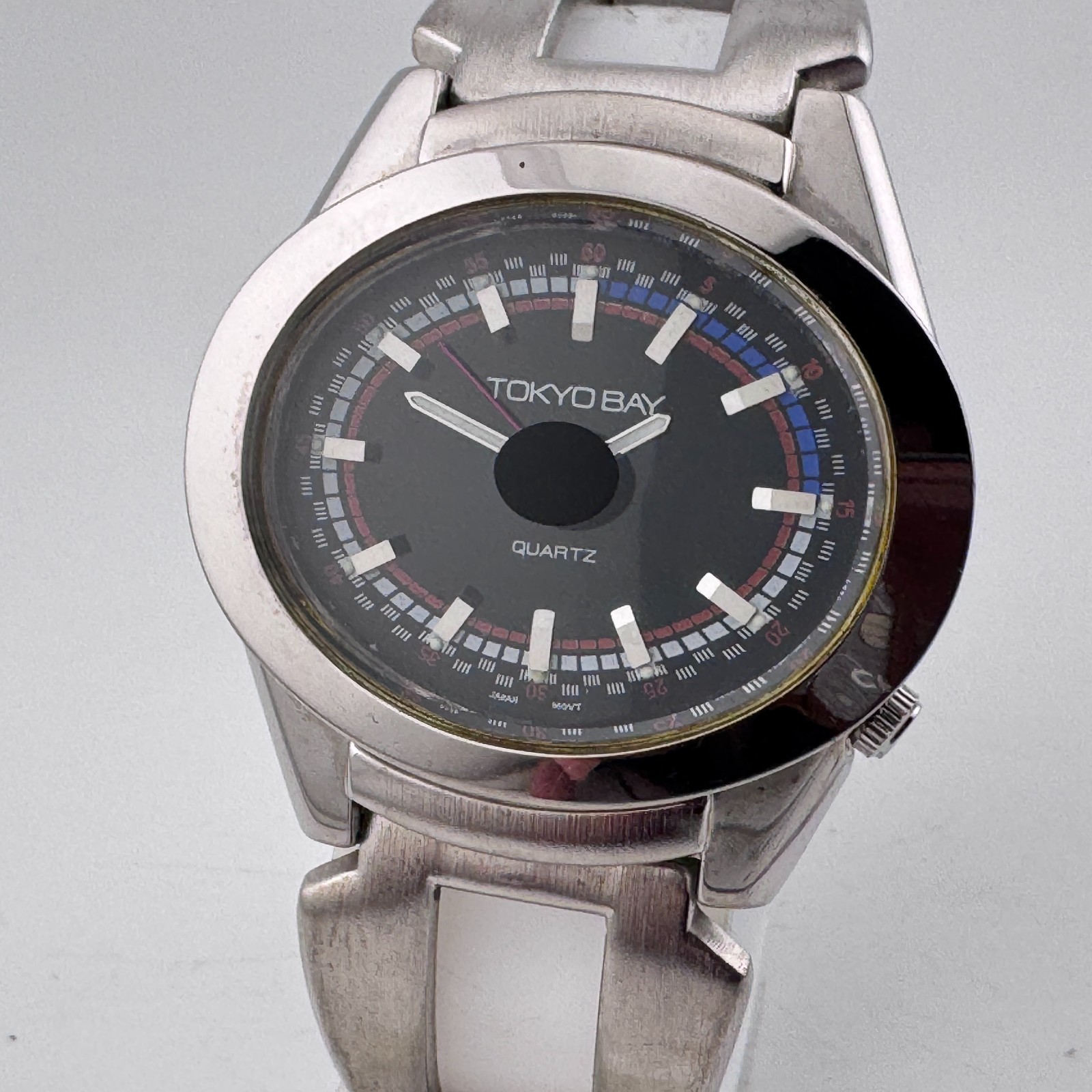 Vintage Tokyobay Japan Quartz Watch Unisex Silver Black Oval Analog New Battery