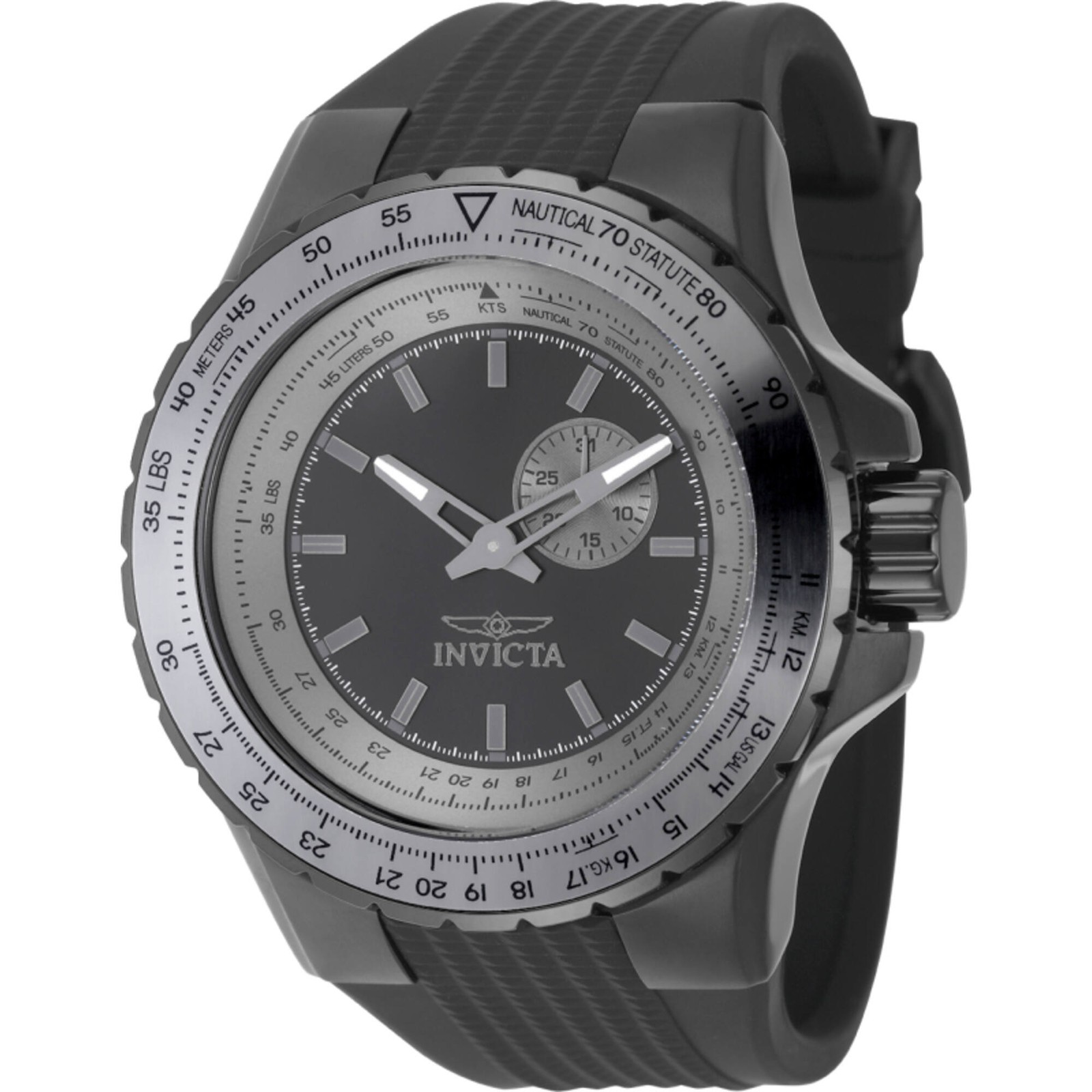 Invicta Men’s Watch Aviator Gunmetal and Grey Dial Silicone Rubber Strap 49728