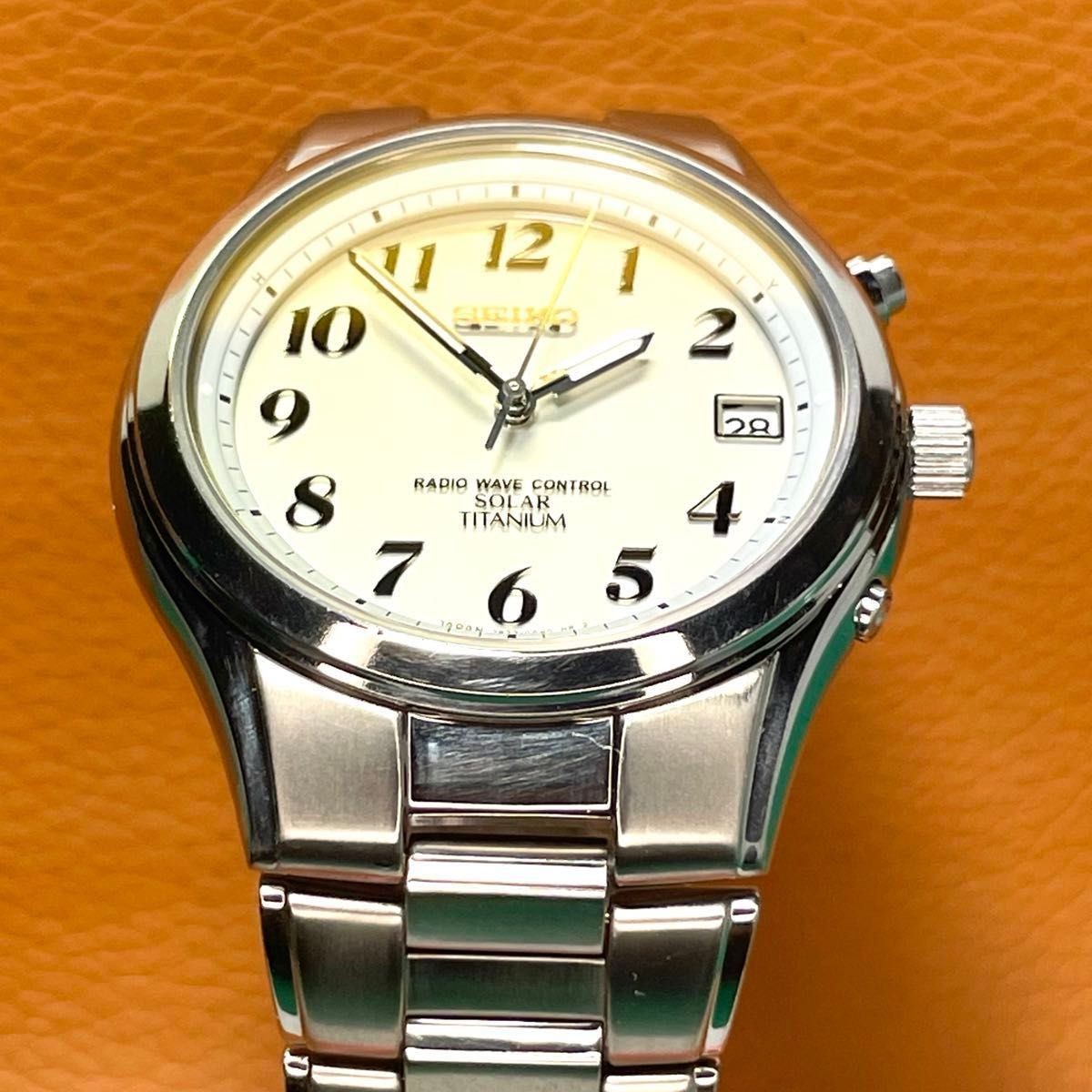 SEIKO SPIRIT 7B22 0AD0 Radio Solar Titanium Specification Silver Dial Excellent
