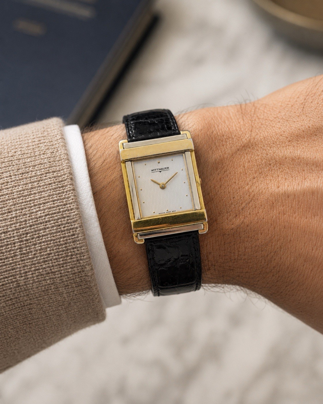 😍 RUNS GREAT! NRMT Vintage 1980s Swiss WITTNAUER LONGINES Quartz Tank Watch 😍