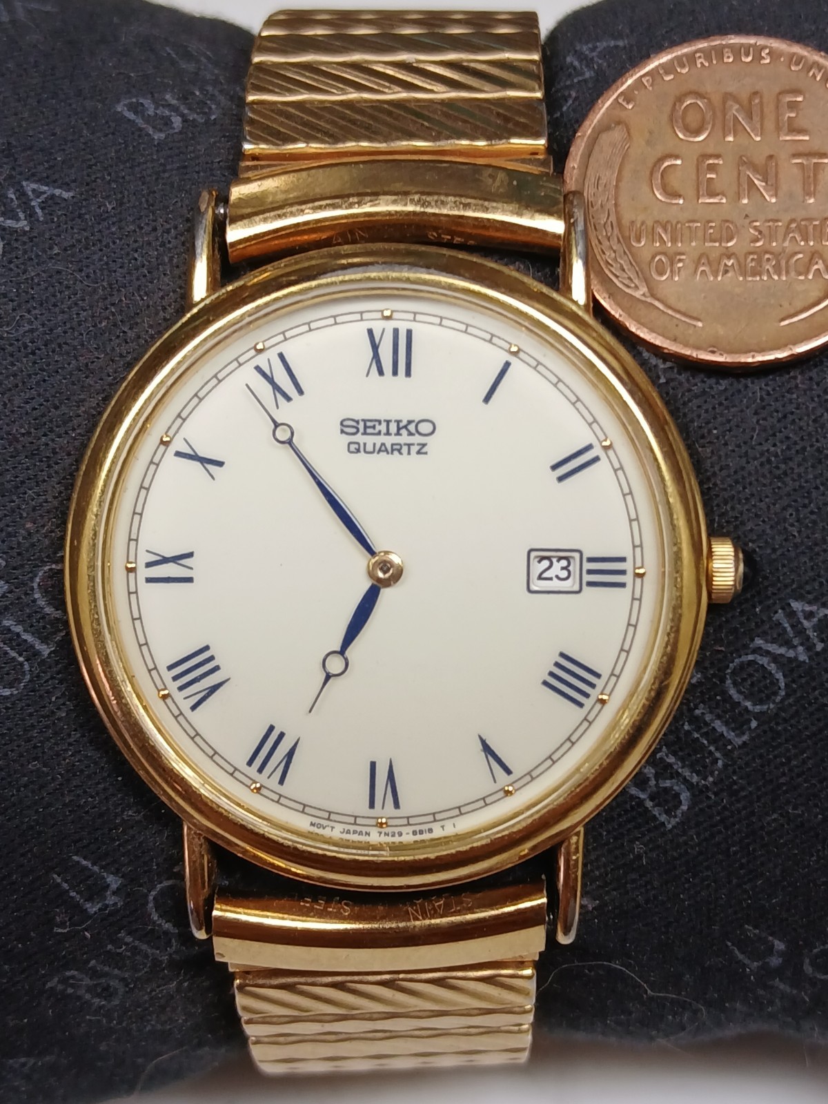 Seiko 7N29-8A09 Gold Tone Mens Formal Quartz Watch