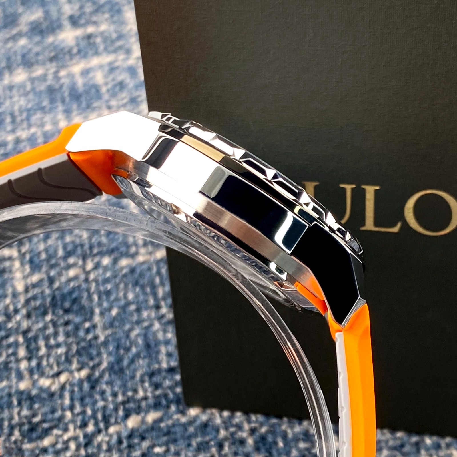 Bulova Marine Star Automatic White Dial Orange Rubber Strap Men’s Watch 98A226
