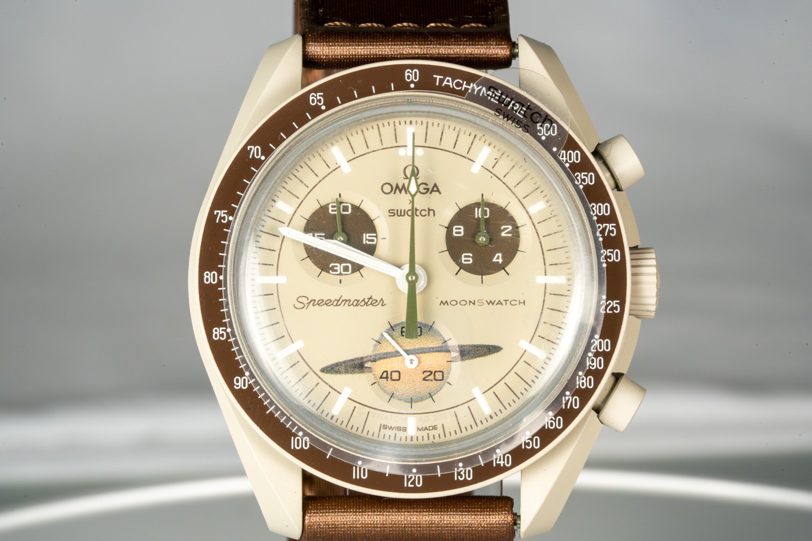 Swatch x Omega Bioceramic Moonswatch Mission To Saturn 42 mm Beige…