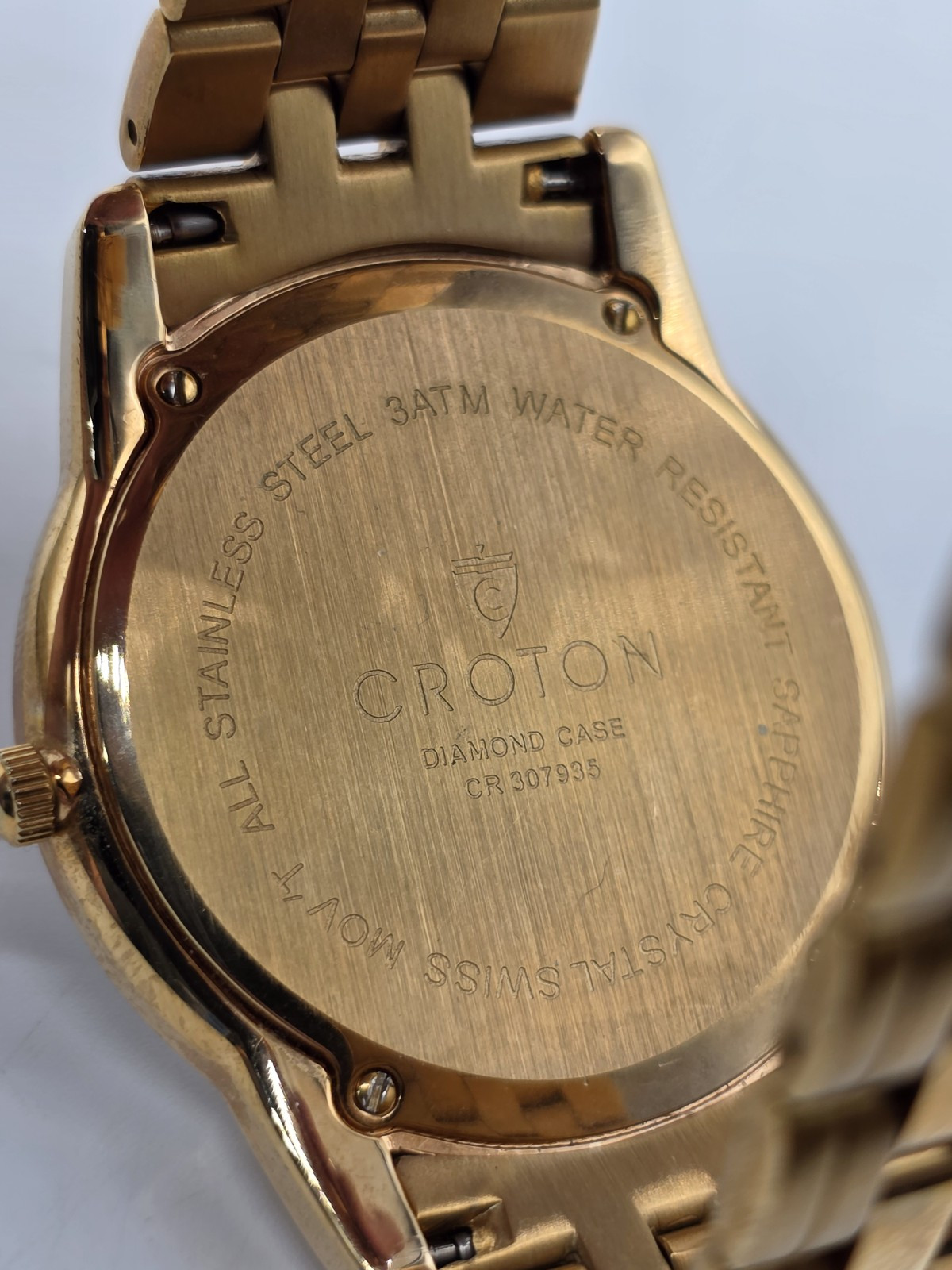 Croton Men’s Swiss Movement Stainless Steel Black Mother Of Pearl Dial CR307935