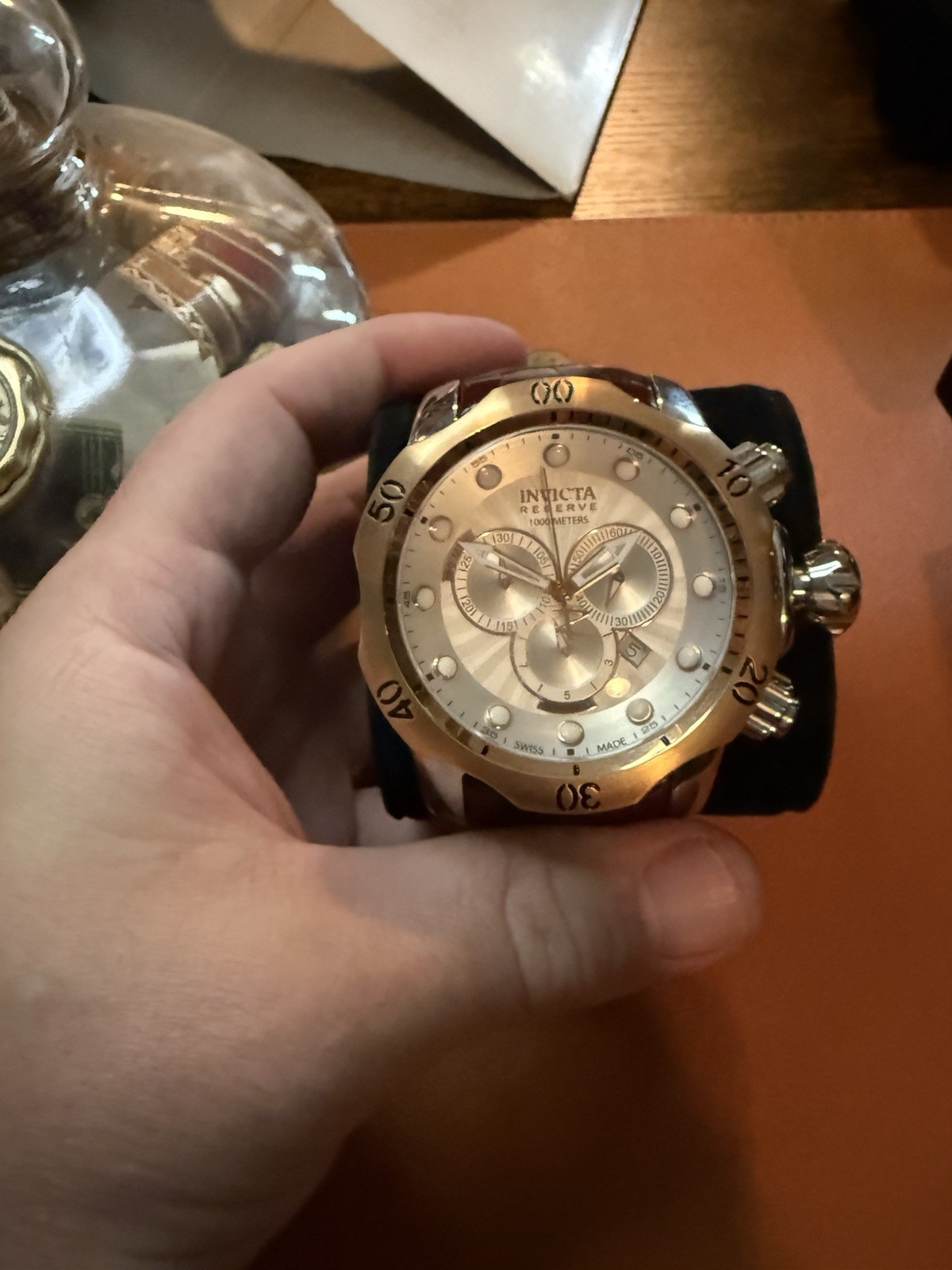Invicta Reserve Men’s Quartz Chronograph 1000m Mod 0359 Brown Leather Watch