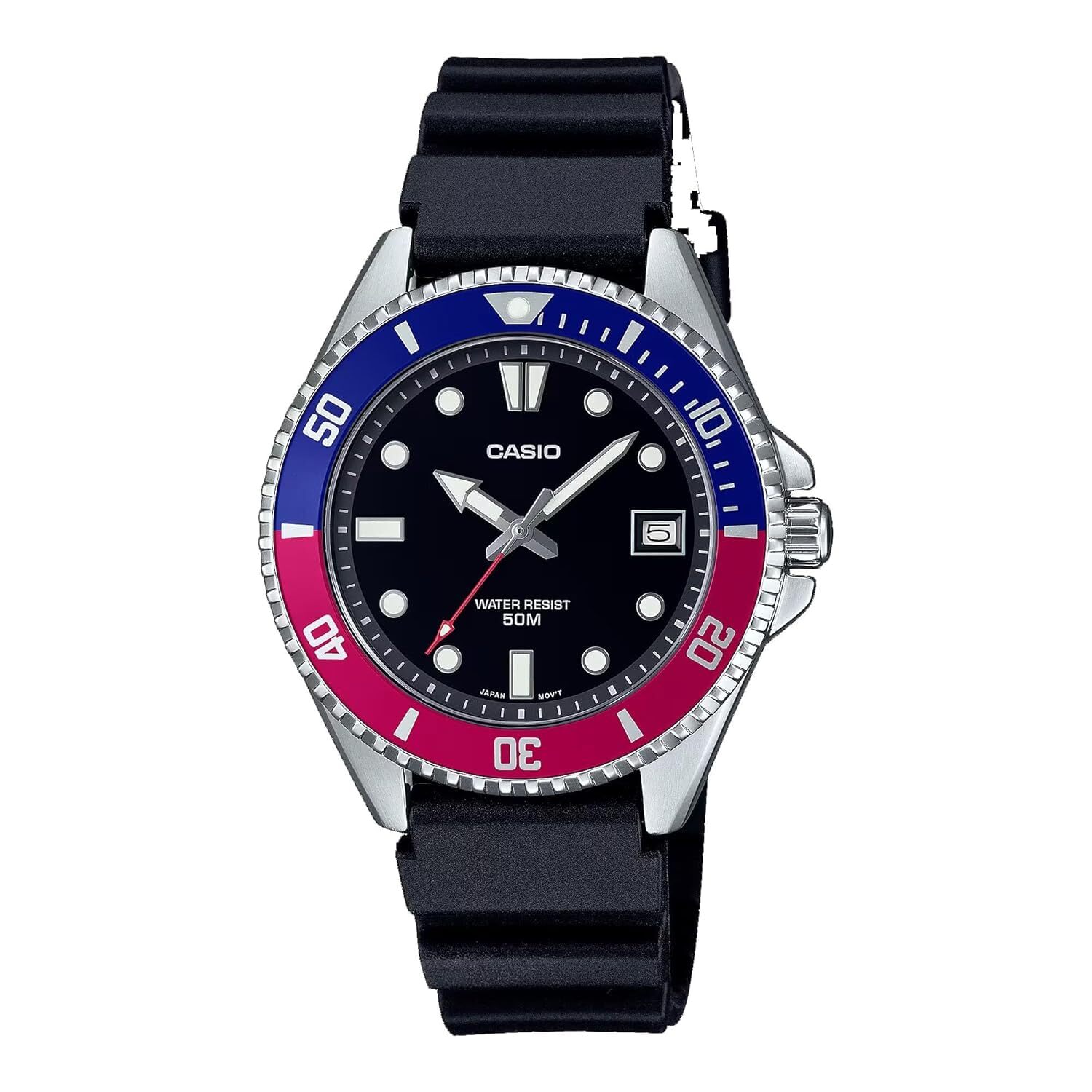 Casio MDV10-1A2 Unisex Dive 38 mm Rubber Band Black Dial Sports Watch