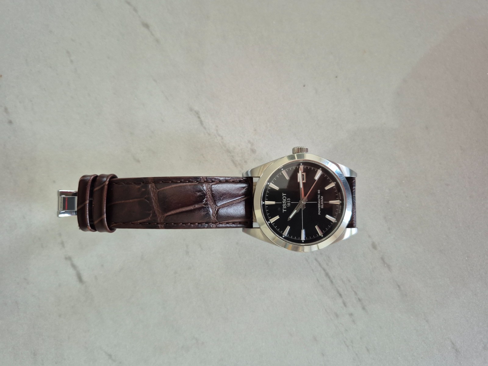 Tissot Gentleman Powermatic 80 Silicium Men’s Leather Watch T1274071605101