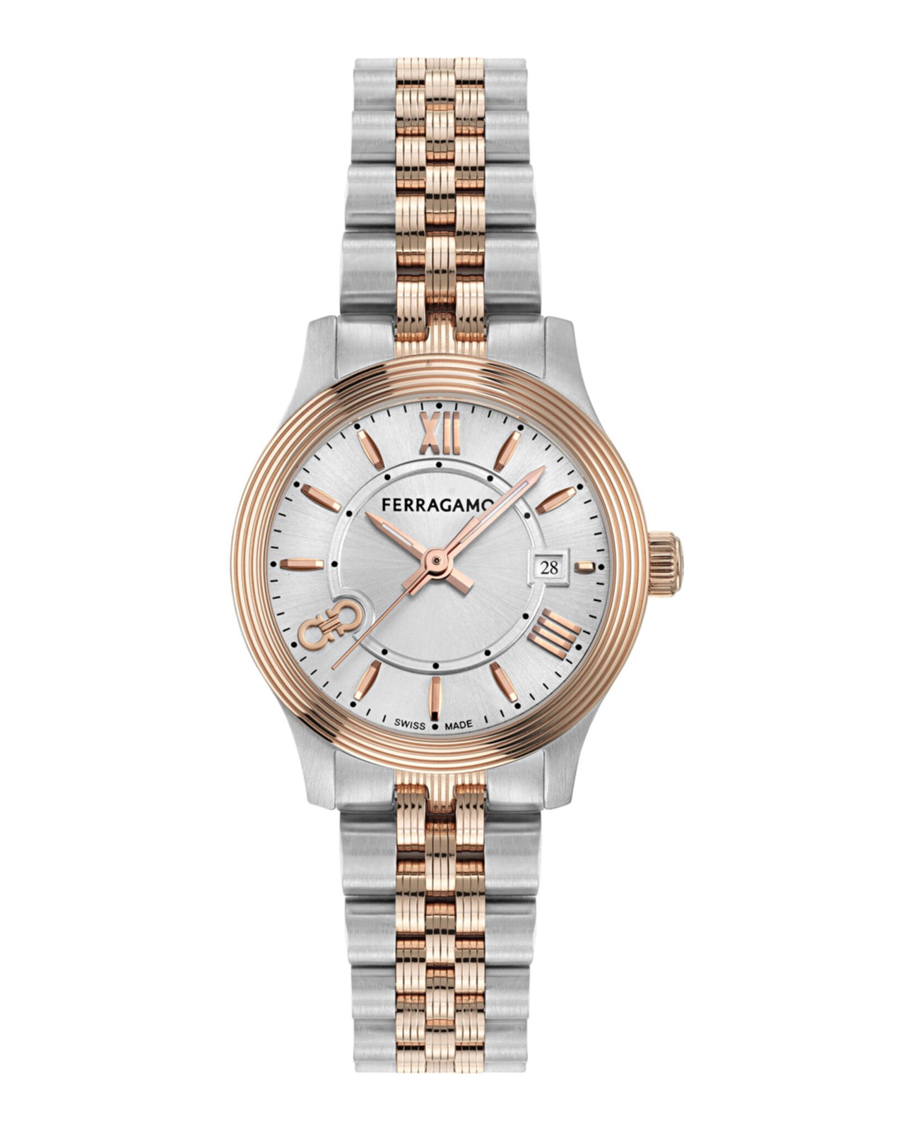 Ferragamo Womens Two Tone 28mm Bracelet Fashion Watch